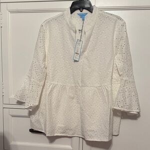 Draper James White Eyelet Blouse